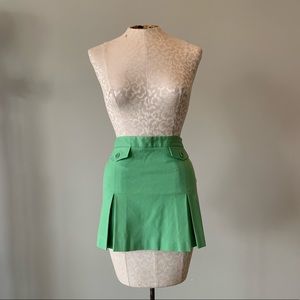Theory Green Pleated Mini Skirt